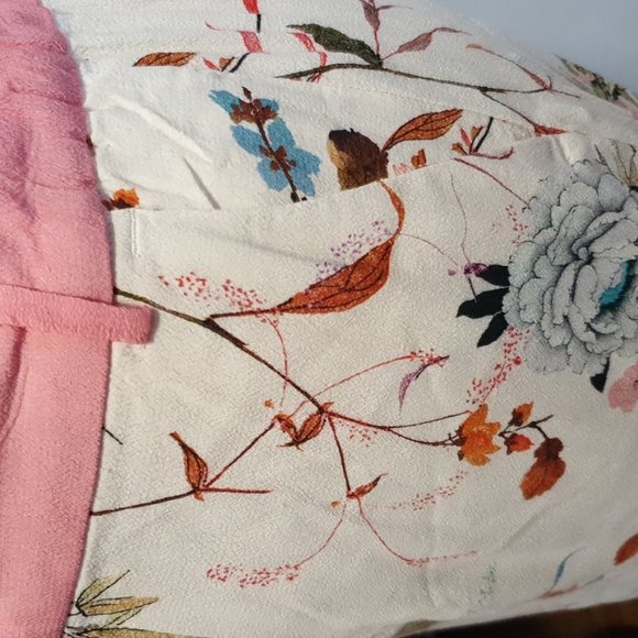 Zara Woman's pink white blue floral Pants Size S - Picture 6 of 12